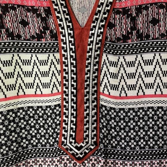 ANTHROPOLOGIE THML Stripe Mosaic Print Top Black Beige Orange Women’s Size Small - Picture 3 of 7